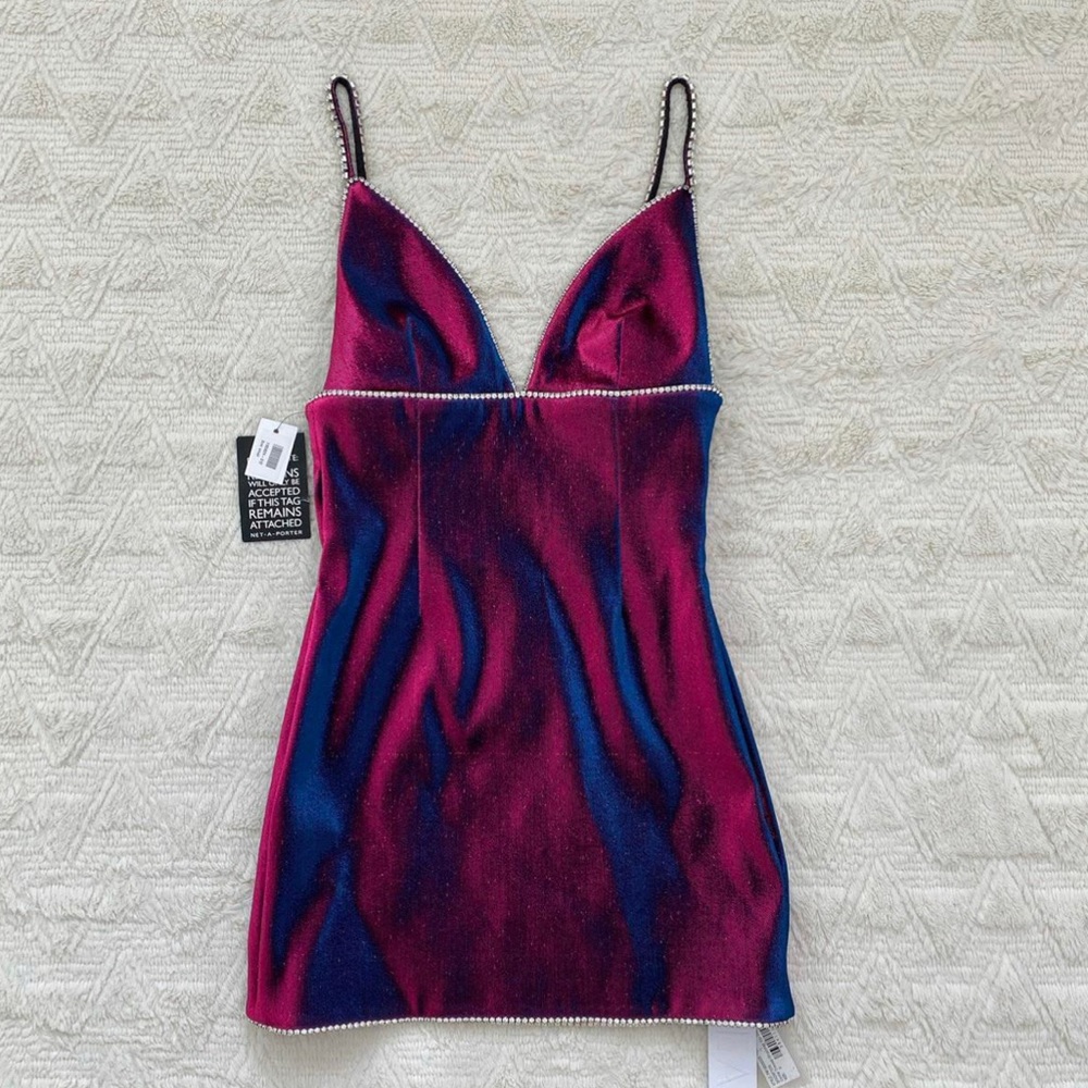 AREA NYC crystal trimmed mini dress - ultra violet